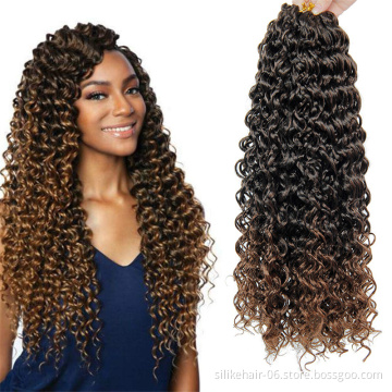 24 Inch Ombre Brown Black Spring Bomb Twist Pre Passion Twist Water Wave Crochet Braids Hair Synthetic Braiding Hair Extension